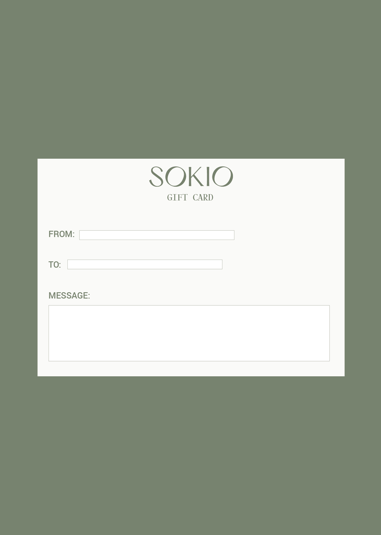 Gift Card Sokio Skincare