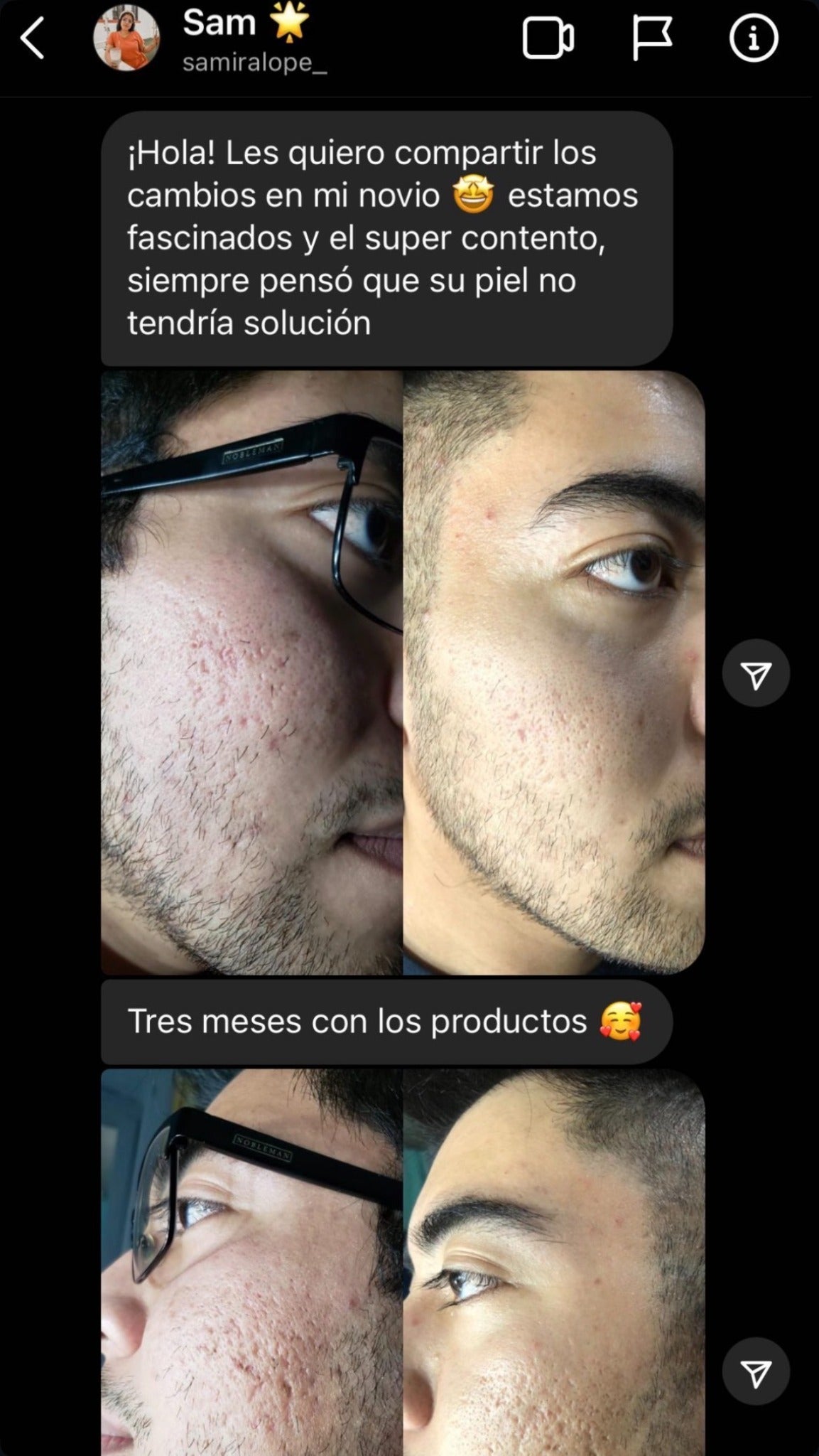 Resultados de tres meses compartidos por Sam